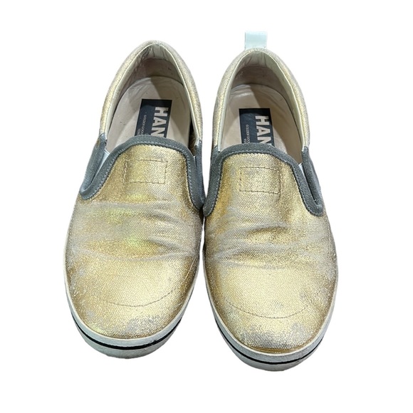 Golden Goose Women's Hanami Gold Metallic Leather Slip-On Sneakers Size 38 - Picture 2 of 9